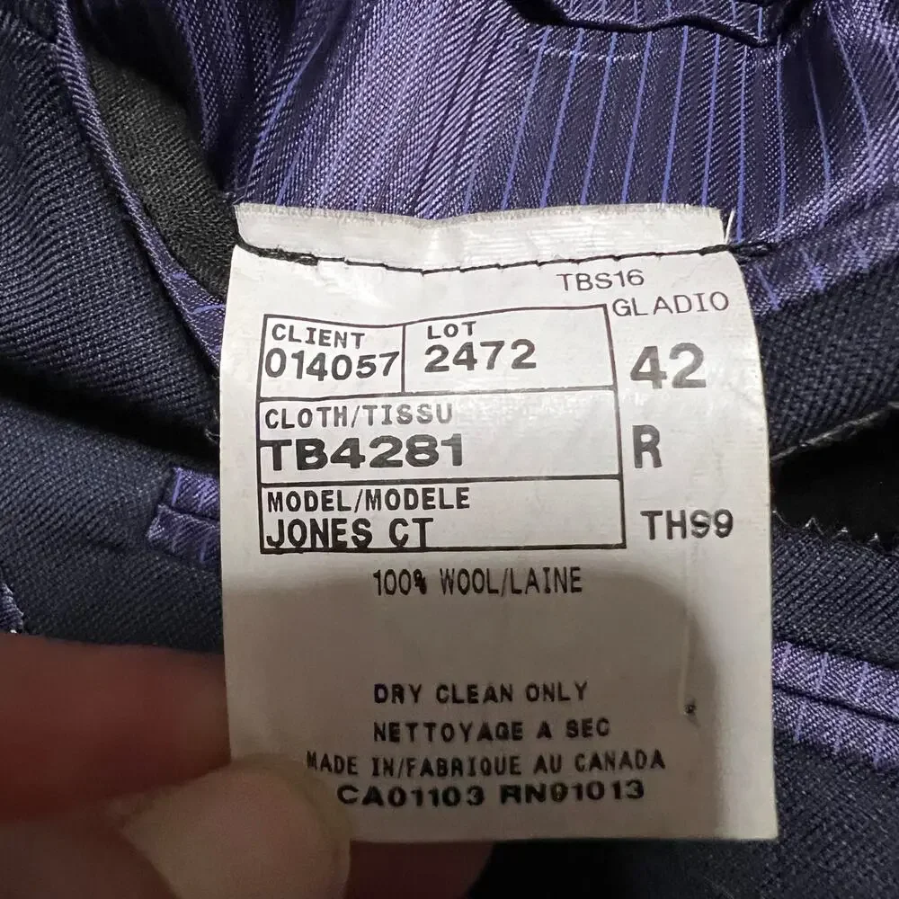 TED BAKER Endurance Blazer Mens 42 Navy Wool Sport Coat Jacket Pick Stitching